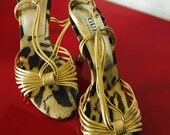 GUESS sandals 35 size gold leopard