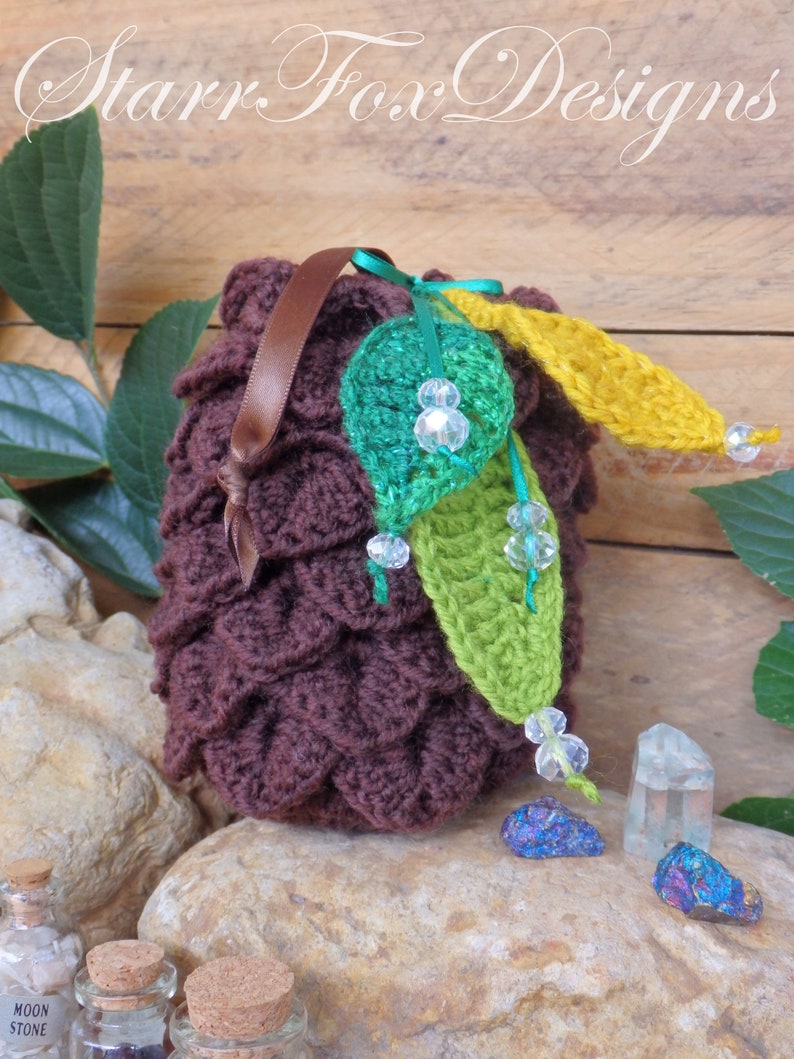 Handmade Crochet Cosplay Accessory Fairy Pinecone Pouch Bag Elf or Woodland Costume Accent