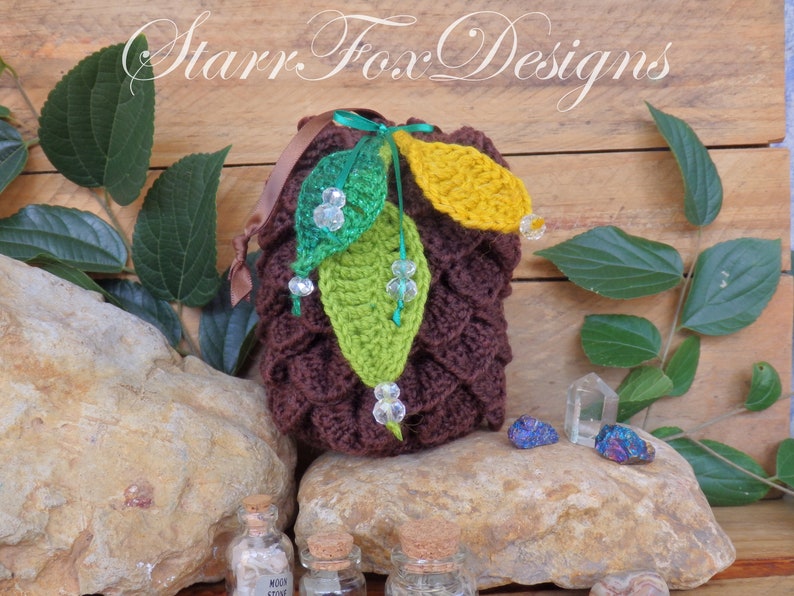 Handmade Crochet Cosplay Accessory Fairy Pinecone Pouch Bag Elf or Woodland Costume Accent