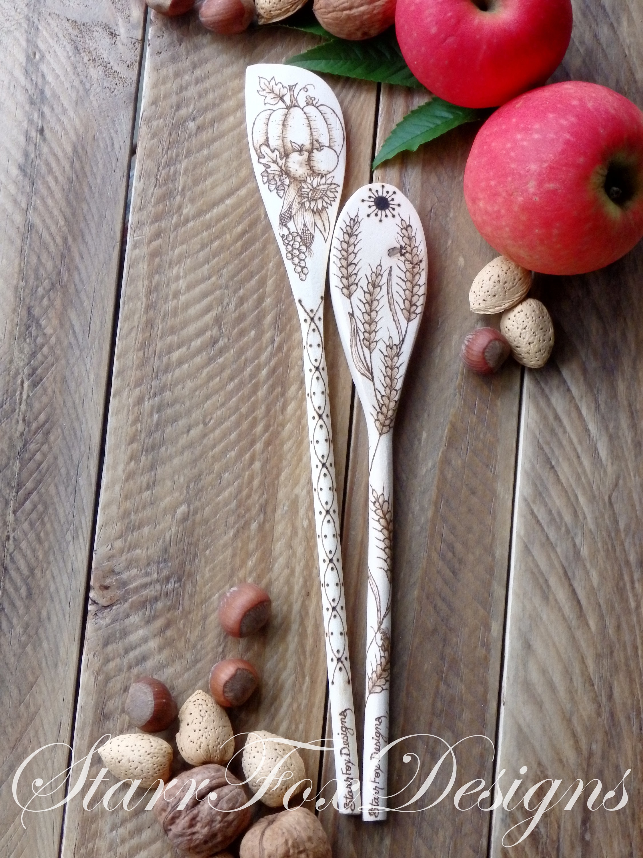 Harvest Design Wood Burned Kitchen Utensils Pyrography - Etsy