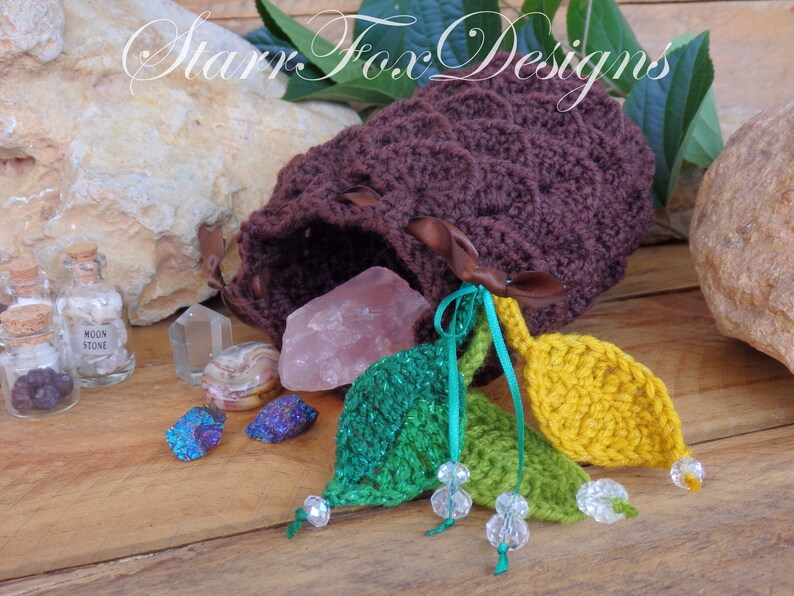 Handmade Crochet Cosplay Accessory Fairy Pinecone Pouch Bag Elf or Woodland Costume Accent