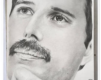 portrait au crayon graphite de "Freddie Mercury"