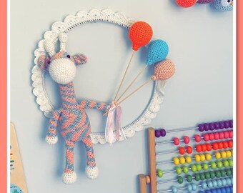 décoration murale Gigi la girafe au crochet, décoration murale, cadeau de naissance, bébé