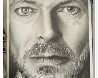 Portrait au crayon graphite de " David Bowie "