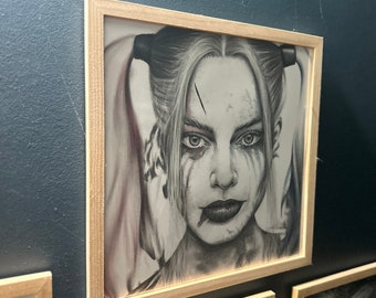 portrait of Harlet Quinn in graphite/portrait/Joker/gift/wall decoration/graphite