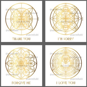 Unique Ho&#39;oponopono Sacred prayer to print, gold color
