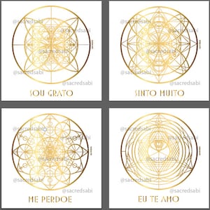 Oração sagrada exclusiva do Ho&#39;oponopono para imprimir, cor dourada.