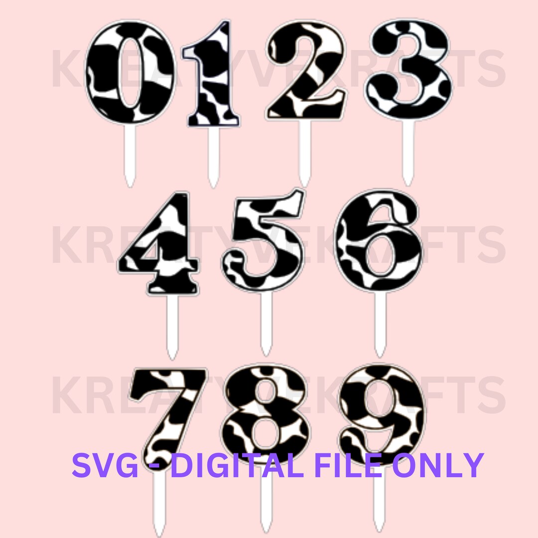 Cow Print Cake Topper, Number Cake Topper Svg, Cow Print Cake Topper
