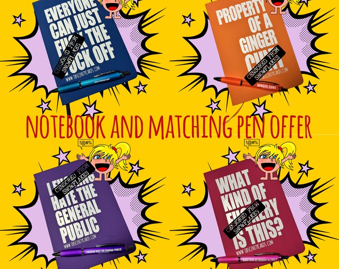 A5 Rude Pen and Notebook Set - Cheeky British Humour Stationery ...