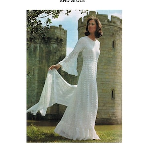 Vintage Pattern Crochet Wedding Dress and Stole PDF Download.