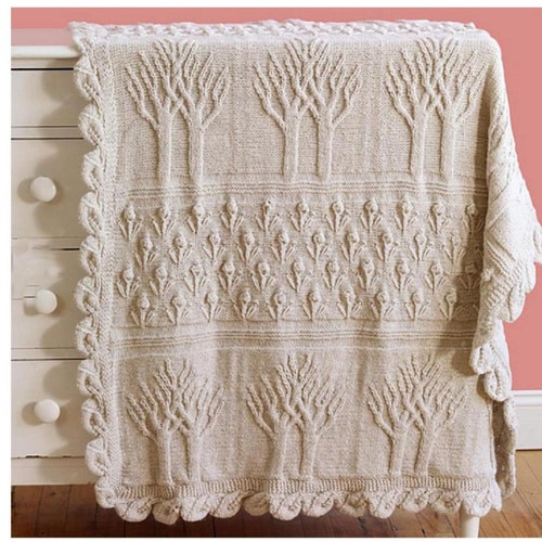 Vintage Pattern Knitted Tree of Life Baby Throw Blanket PDF Etsy
