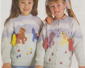 Vintage Pattern My Little Pony Jumper and cardigan Knitting Pattern PDF Download