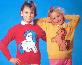 Vintage Pattern My Little Pony Jumpers adults and children's Knitting Patterns PDF Download