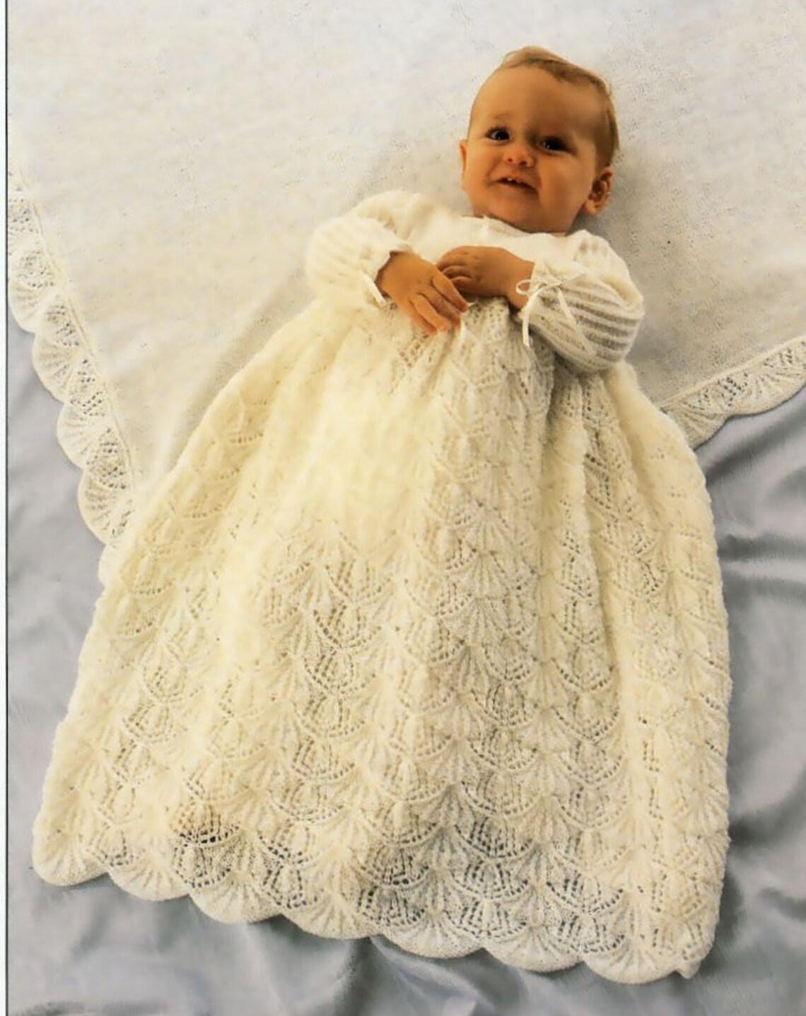 Vintage Pattern Baby Knitted Christening Dress and Shawl PDF Etsy