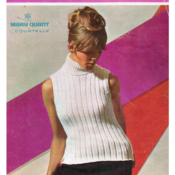 Vintage Pattern Knitted Mary Quant Designer Top PDF Download.