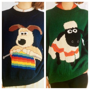 Vintage Pattern Shaun the Sheep and Gromit from Wallace and Gromit Jumpers PDF Download