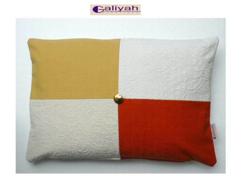 Housse de Coussin Décoratif d'intérieur Rectangulaire, 60 X 40 cm, Jaune Blanc Ecru Orange, Printemp