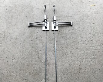 Pair Hansen Chrome Wall Lamps Mid Century Modern