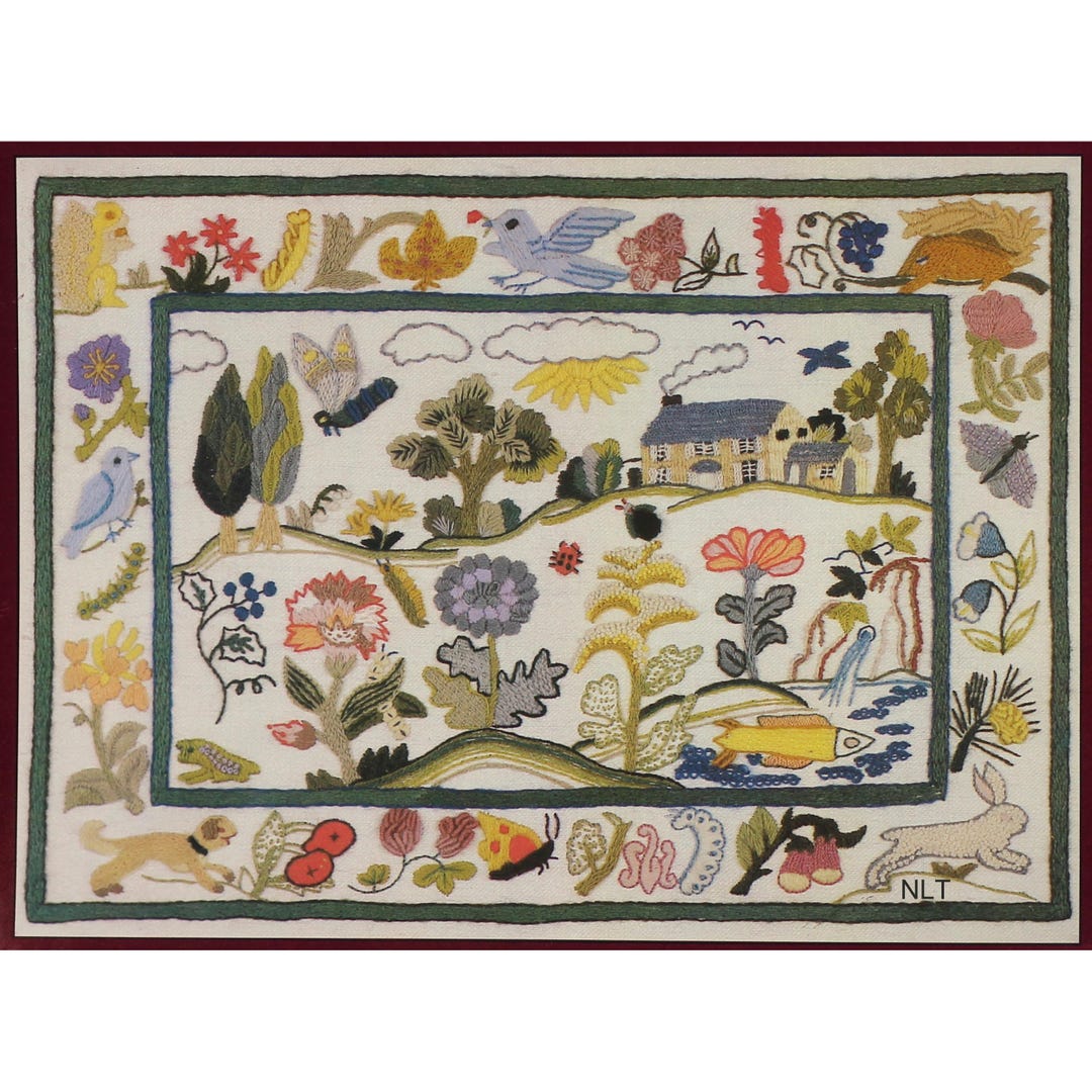 Crewel Insects Vintage Crewel Kit Jacobean Country Garden Home Erica Wilson Animals ...