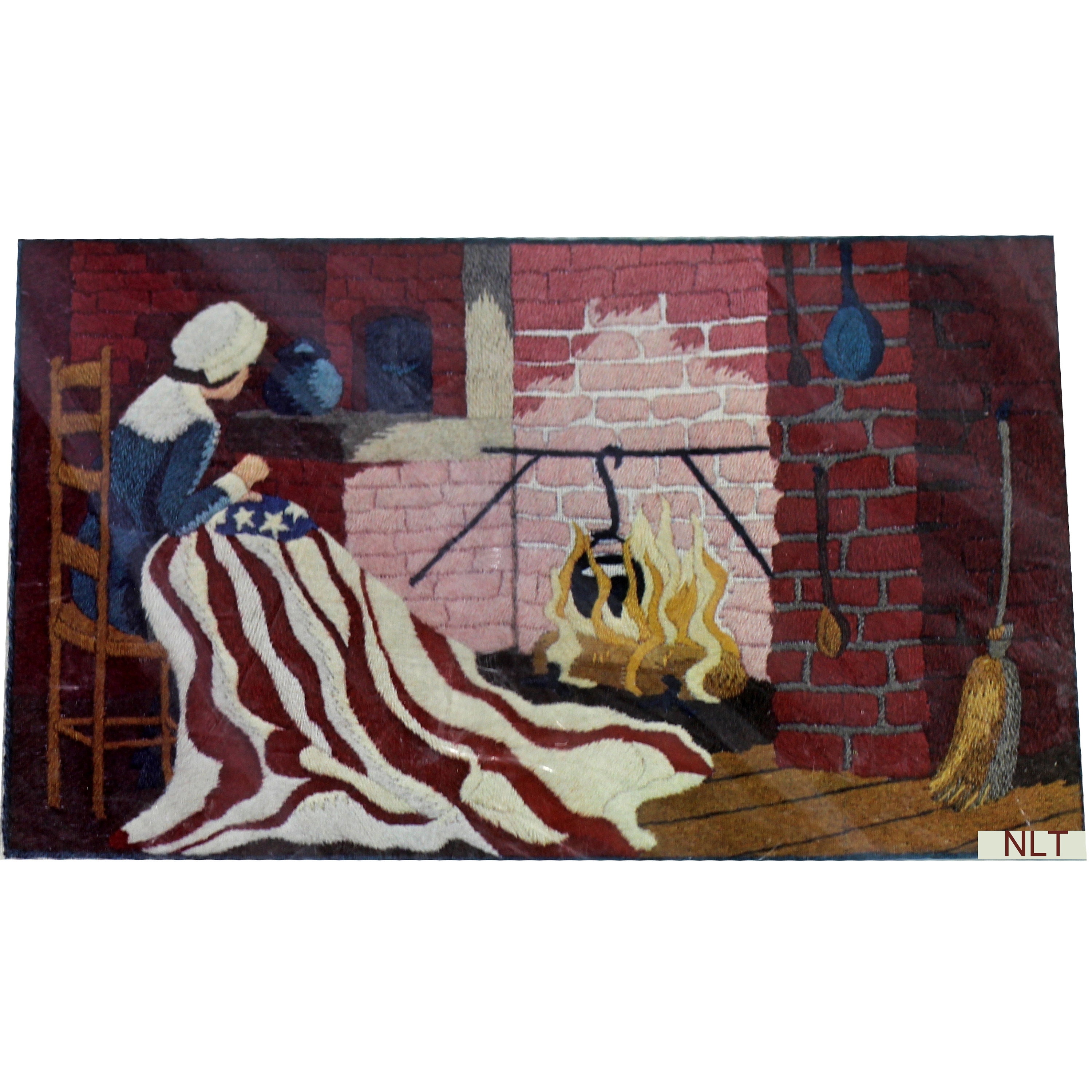 Vintage Crewel Embroidery Kit Patriotic American Flag Americana Betsy Ross