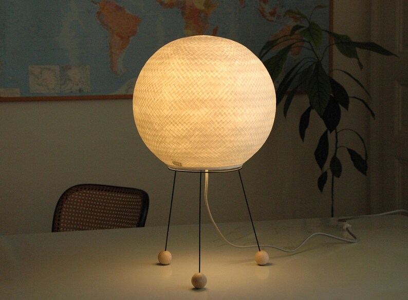 Japanese Paper Lamp Table Tripod Balloon Round And Wood