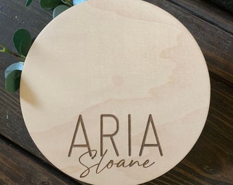 Baby Footprint Engraved Name Wooden Sign || Baby Name Announcement || Custom Baby Gift || Hospital Announcement || Newborn Photo Prop