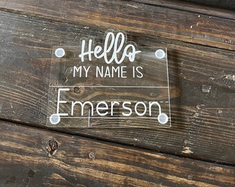 Acrylic Hello My Name is Personalized Tracing Board || School Dry Erase Tracing Board || Custom Dry Erase Sign