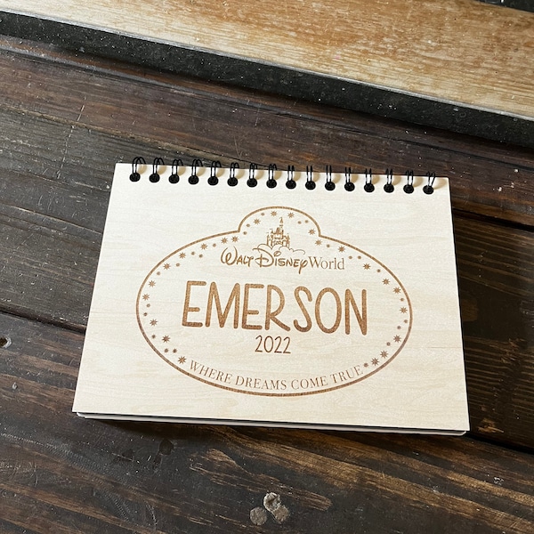 Engraved Wood Inspired Disney Employee Name Badge Autograph Notebook|| Disney Autograph Book|| Disney Signature|| Disney World|| Cast Member