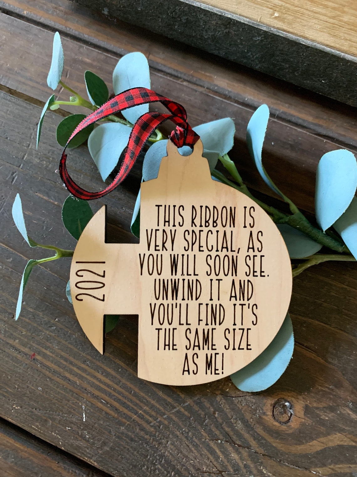 Engraved Childs Height Ribbon Wooden Ornament Custom Gift Etsy
