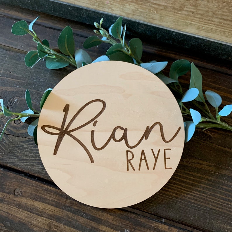 Engraved Baby Name Wooden Sign Baby Name Announcement Etsy