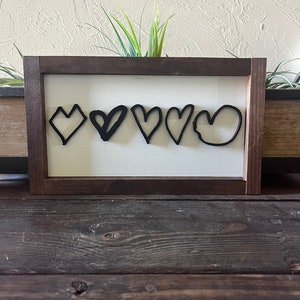Letrero de madera personalizado en 3D con corazones dibujados a mano // Letrero de madera con escritura a mano personalizada // Puerta de granja // Letrero de madera personalizado // Regalo personalizado