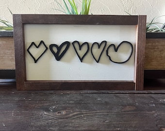 3D Custom Hand-Drawn Hearts Wooden Sign || Personal Handwriting Wood Sign || Farmhouse Door || Custom Wood Sign|| Personalized Gift