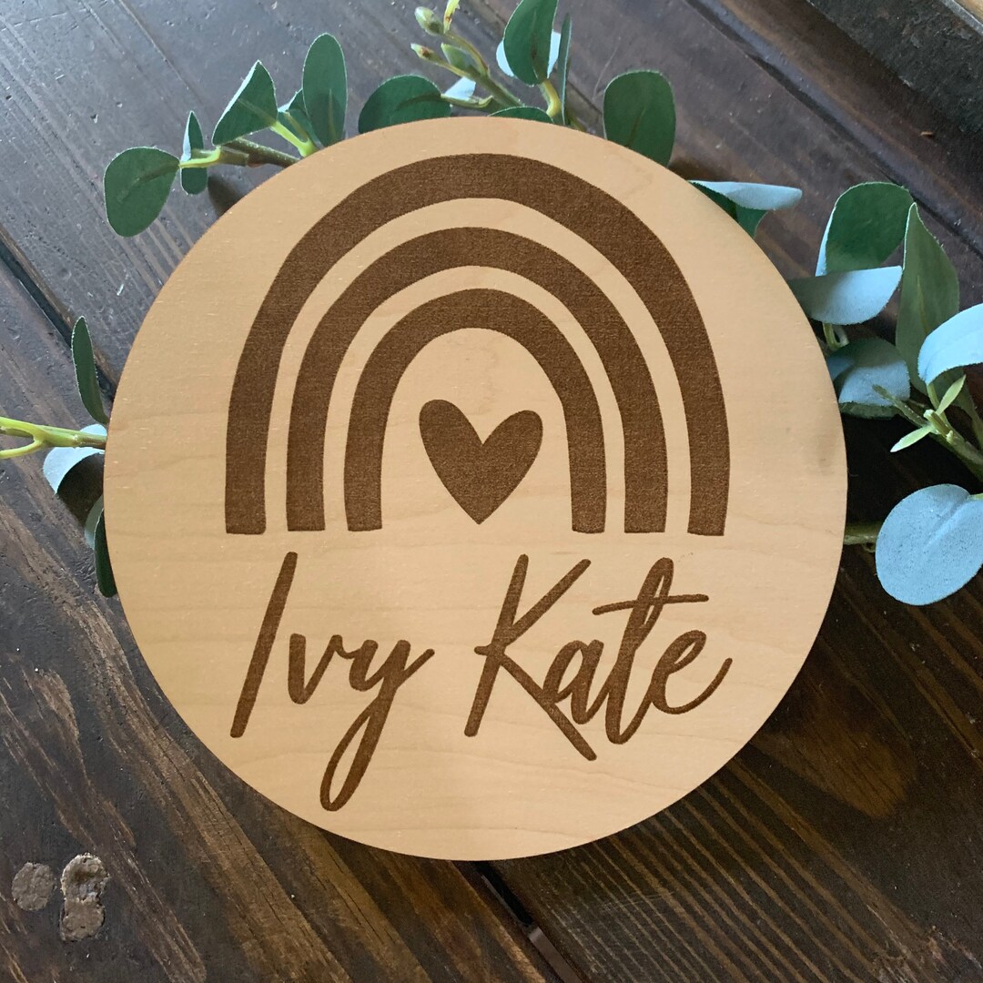 Engraved Rainbow Baby Name Wooden Sign || Baby Name Announcement ...