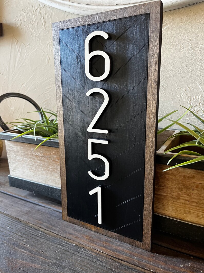 Vertical Herringbone Address Wooden Sign Front Porch Wood Etsy