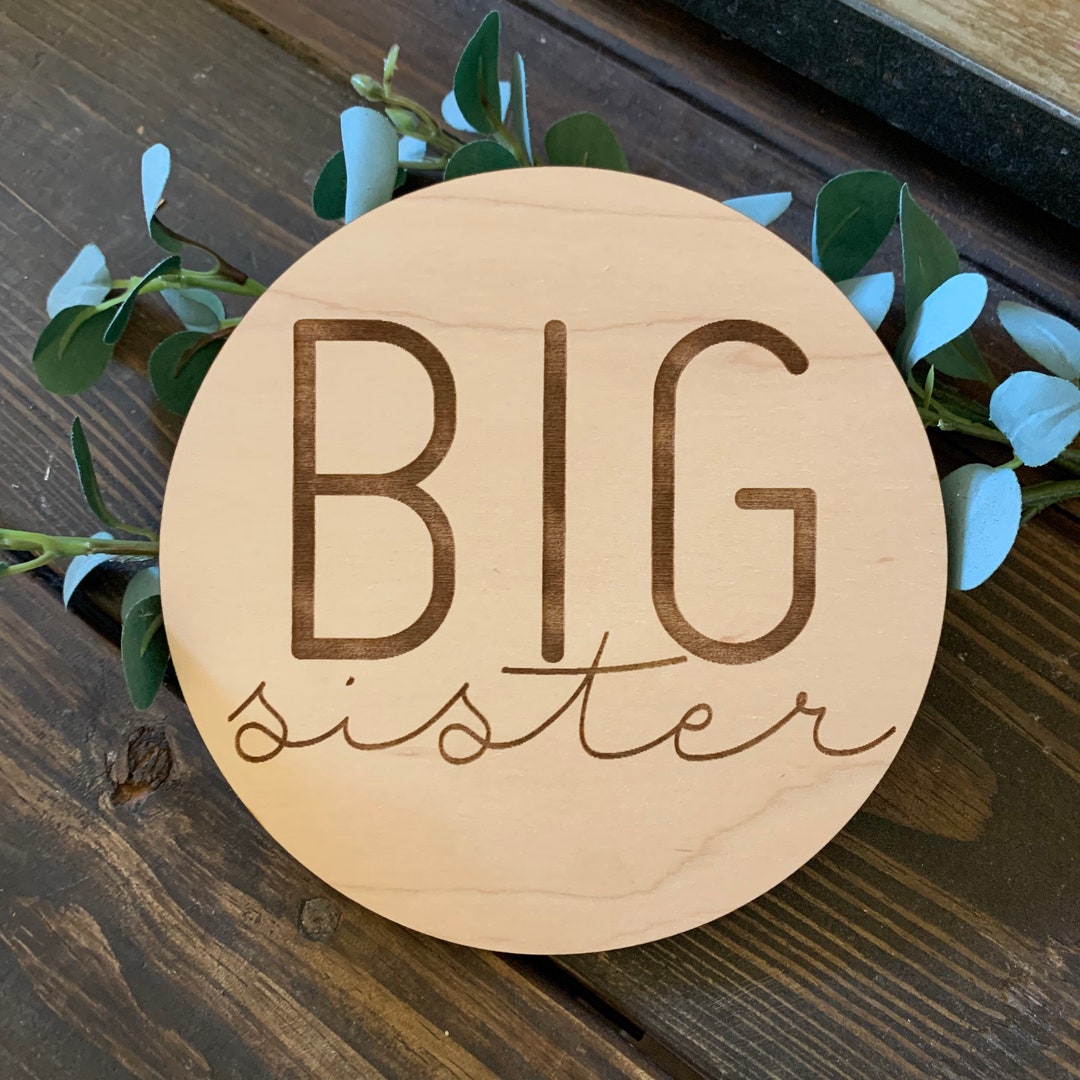 Big Little Brother Sister Engraved Wooden Sign Baby Name Announcement ...