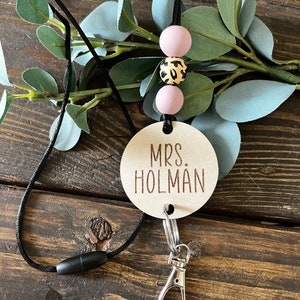 Personalized Engraved Wooden Name Lanyard || Teacher Appreciation|| Custom Gift  || End of School Gift|| Job Lanyard