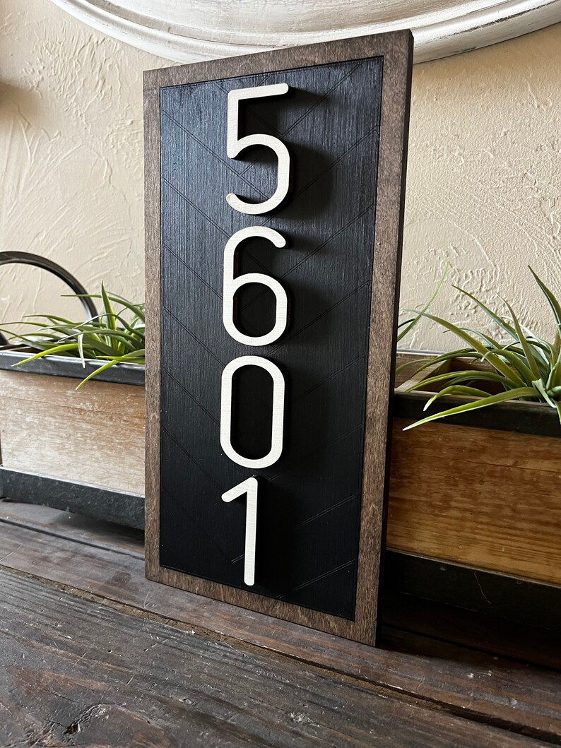 Vertical Herringbone Address Wooden Sign Front Porch Wood Etsy