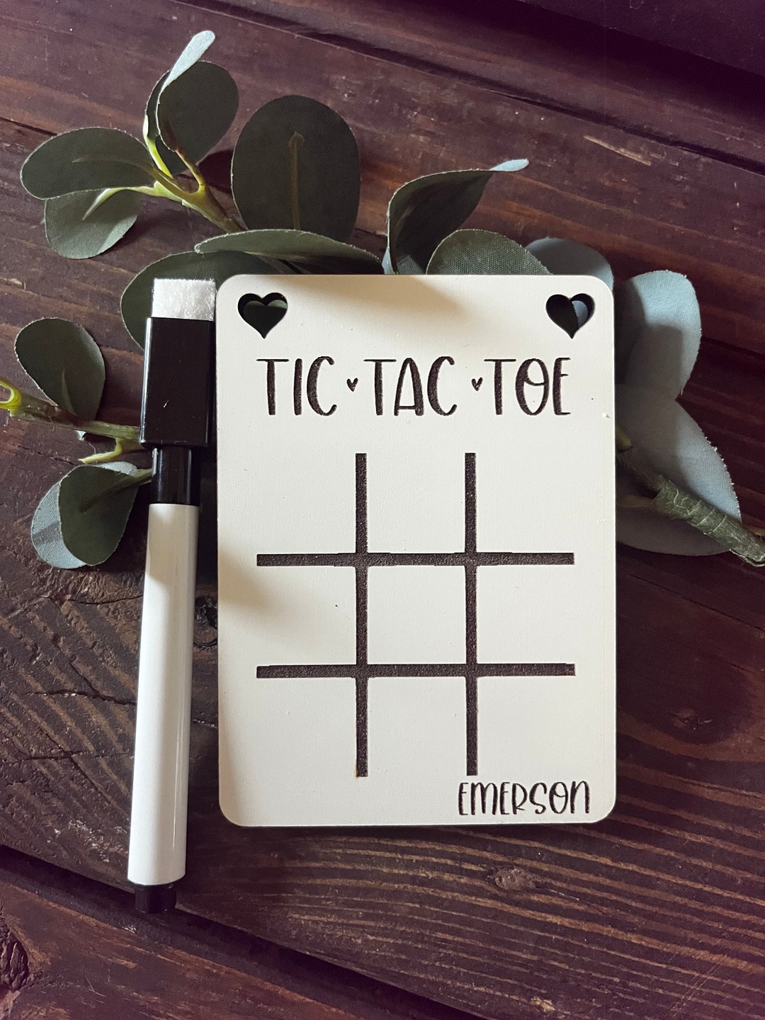 Mini TICTACTOE Dry Erase Board Game Wood Board Game Coffee Table Game