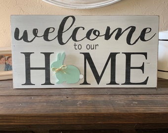 Welcome To Our Home Sign|| Wedding Gift|| Handmade sign|| Interchangeable Sign|| Holiday Sign|| Sports Sign|| Established Wood Sign||