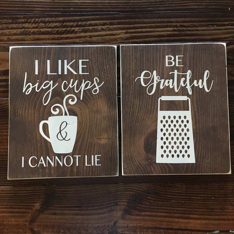 Six Large Funny Kitchen Wood Signs Rustic Hand Painted Sign