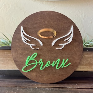 Personalized Acrylic 3D Name Angel Wings Wood Sign || Angel Baby Sign || Memorial Sign ||