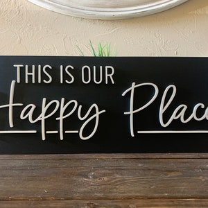 RECTANGLE This is Our Happy Place 3D Wooden Sign || Home Decor || Camper Sign || RV Decor || Farmhouse Sign