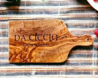 Personalized Cutting Board, Olive Wood Board with Handle