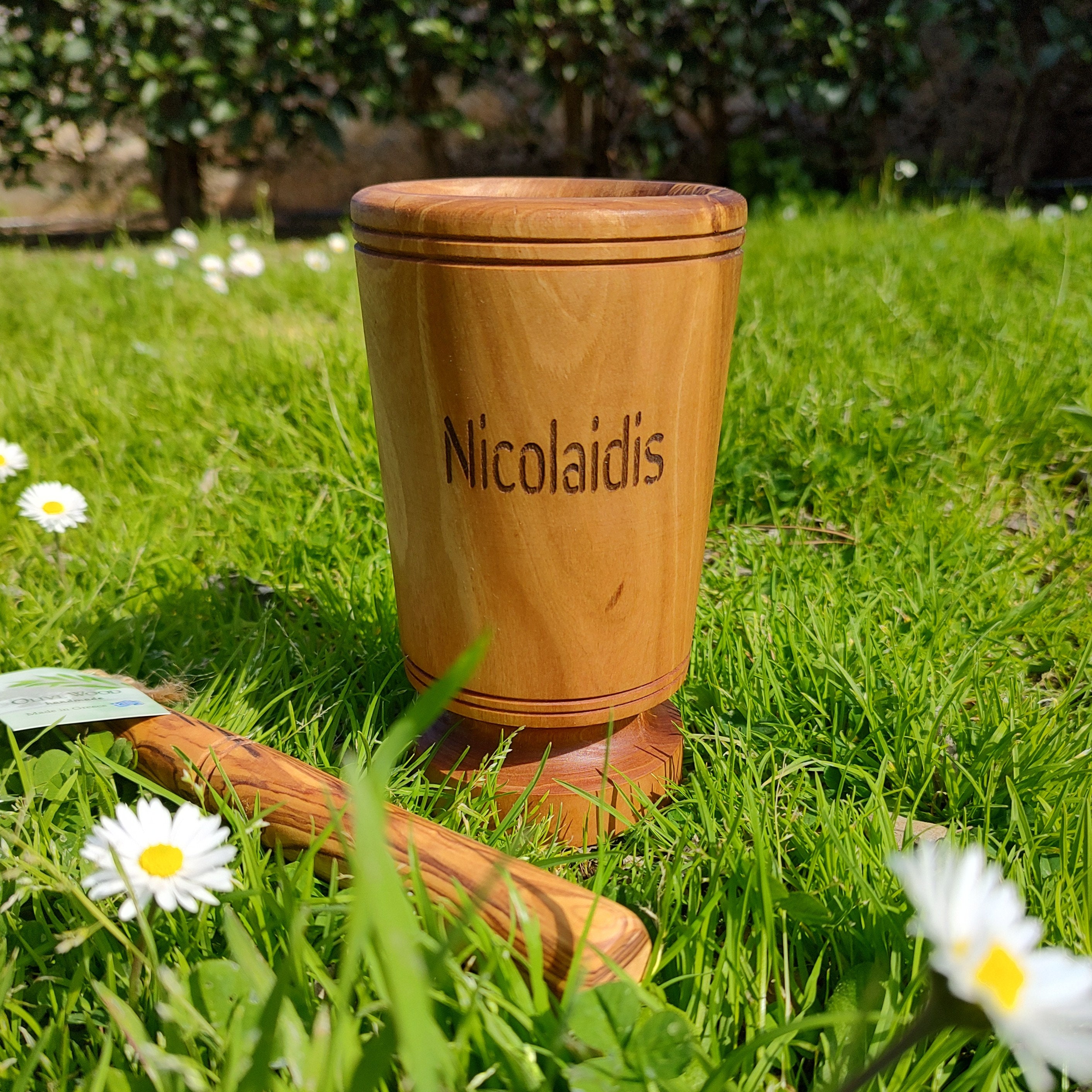 Olive Wood Long Mortar and Pestle Set Mortar Pestle Set Etsy
