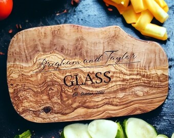 Engraved Cutting Board, Personalized Cheese Board, Anniversary Gift, Olive Wood Cutting Board, Custom Cutting Board, Wedding Gift Corfu