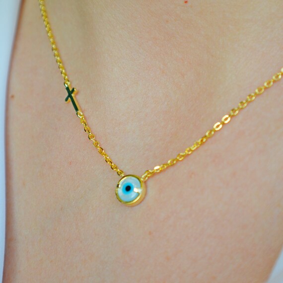 Tiny Evil Eye Necklace Best Friend Gift Protection Necklace | Etsy