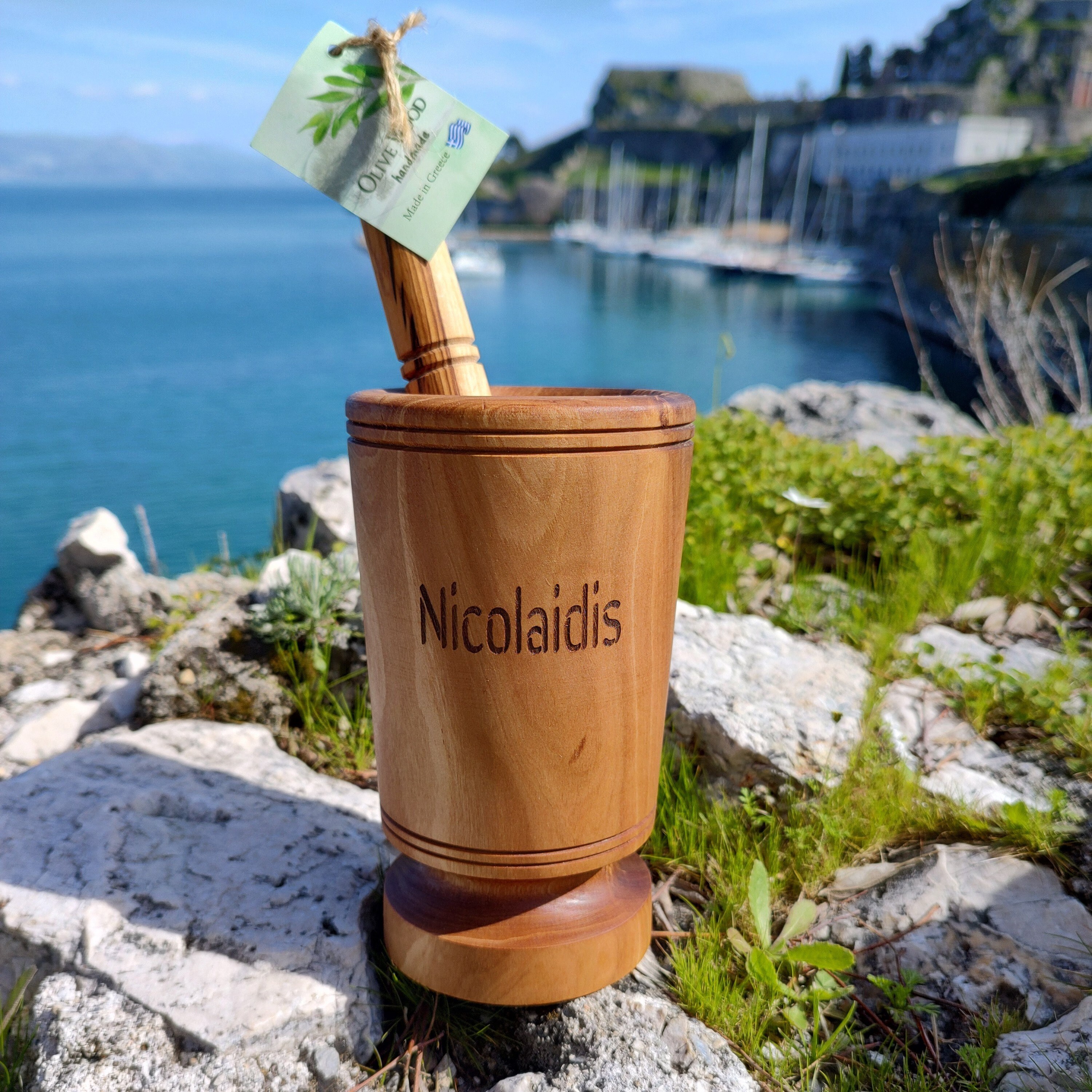 Olive Wood Long Mortar and Pestle Set Mortar Pestle Set Etsy