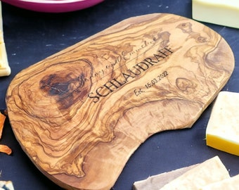 Personalized Cutting Board, Engraved Wooden Cutting Board, Olive Wood Cutting Board, Custom Charcuterie Wedding gift, Engagement gift Corfu