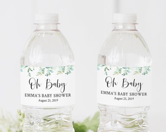 Eucalyptus Editable Personalised Water Bottle Labels, Greenery DIY Water Bottle Labels Template, Printable label, Instant Download, 022-W