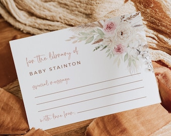 Boho Bookplate, Blush Baby Shower Bookplate, Printable Book Label Girl, Baby's First Library Book Sticker Pink Editable Label Template 028-W
